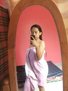 Cute heart between Asian teen boobs