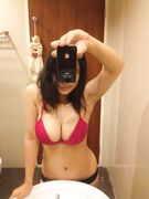 Mirror topless selfies of busty Asian babe
