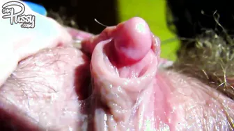 BIG CLIT of hairy sticky pussy