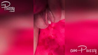 Shaved amateur pussy in close-up masturbation and squirt homemade video