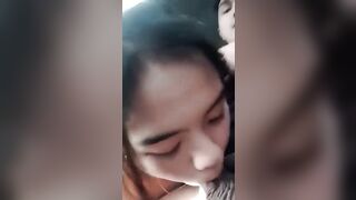 Asian teen in car blowjob amateur video